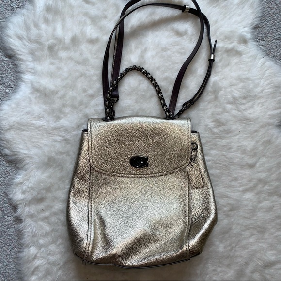 Coach light gold backpack purse - Picture 1 of 6